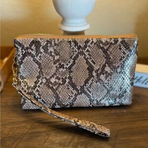 Metallic Snakeskin Wristlet/clutch/crossbody